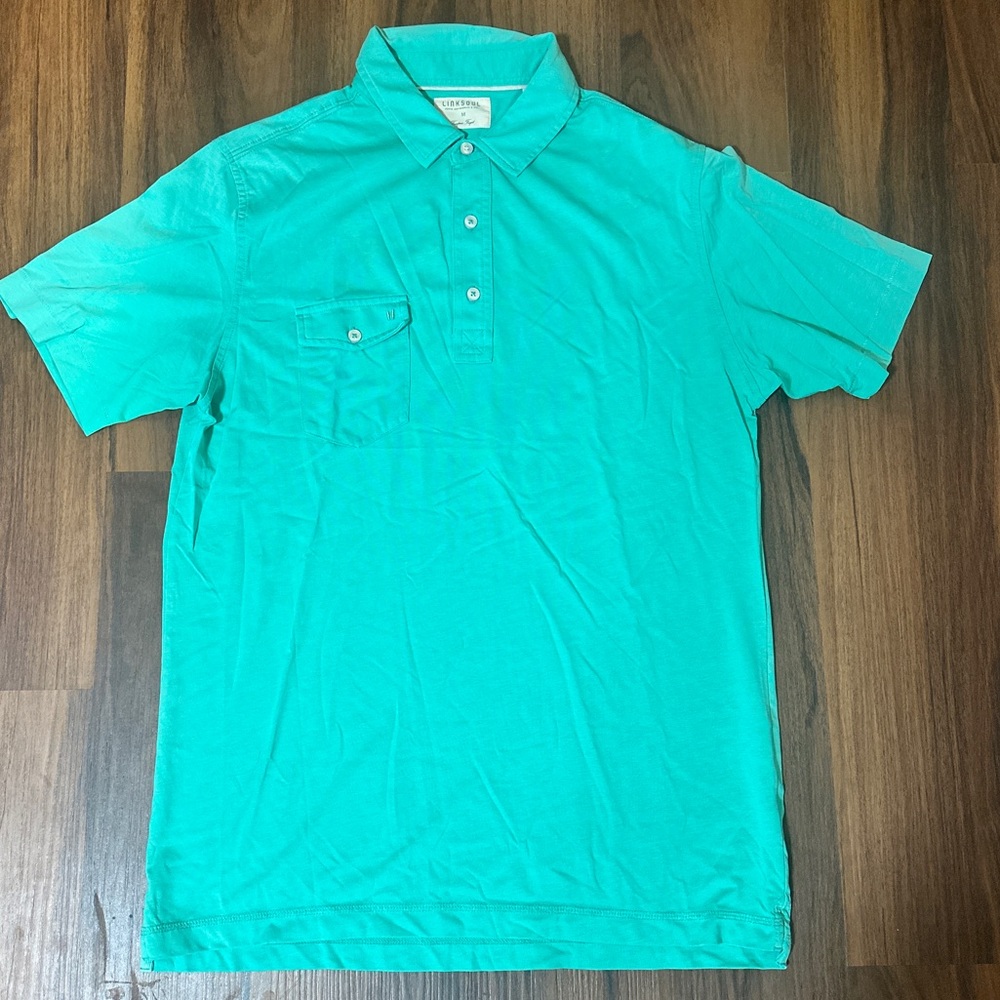 Linksoul Teal Polo Shirt Green Coast Highway Classic Knit Golf Polo
